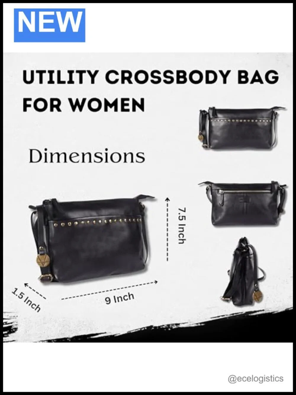 Italian Leather Boho Studded Crossbody Shoulder Bag